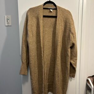 Oversized Tan Open-Front Sweater